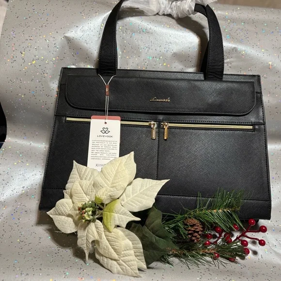 Black Work/School Tote/Diaper bag, several pockets,1 padded/pc & cup holders - Picture 2 of 4